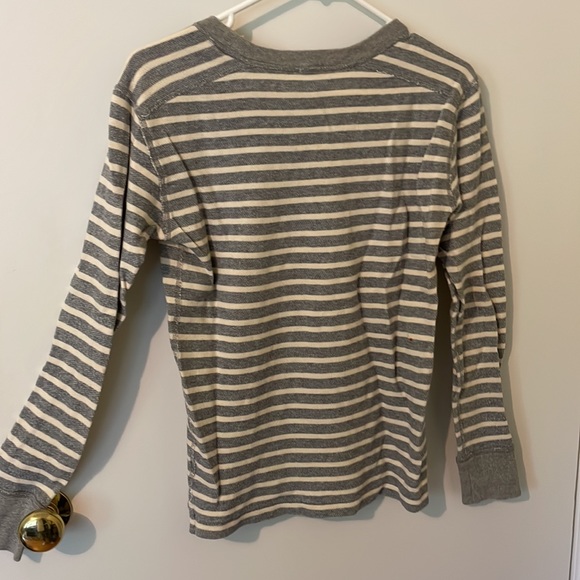 JCrew gray and cream stripe soft Terry sweatshirt, split hem detail on sides - Picture 3 of 7